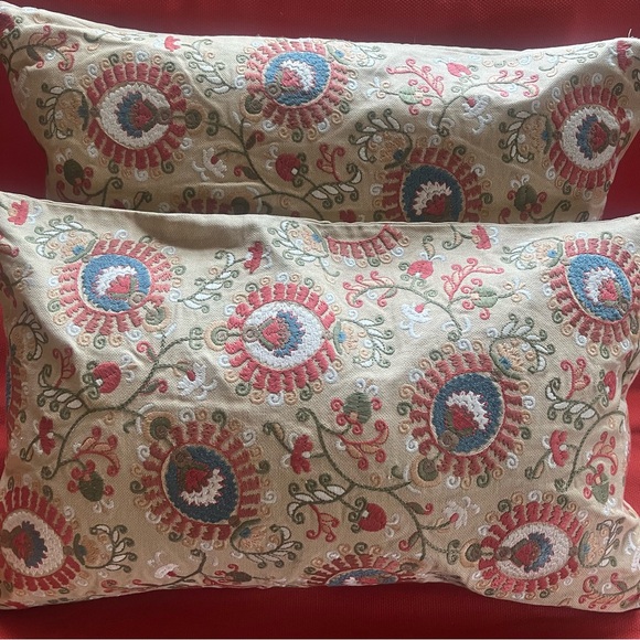Pottery Barn Embroidered Pillow Covers (2)16x25